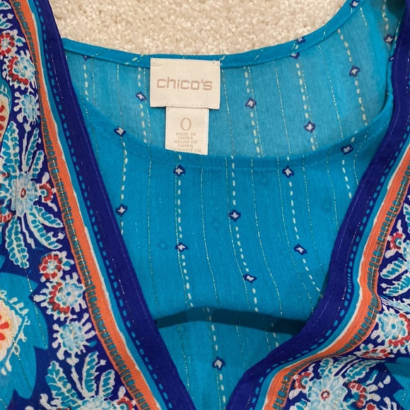 Chico’s suplice front high-low top. Turquoise with murex thread - Picture 2 of 5